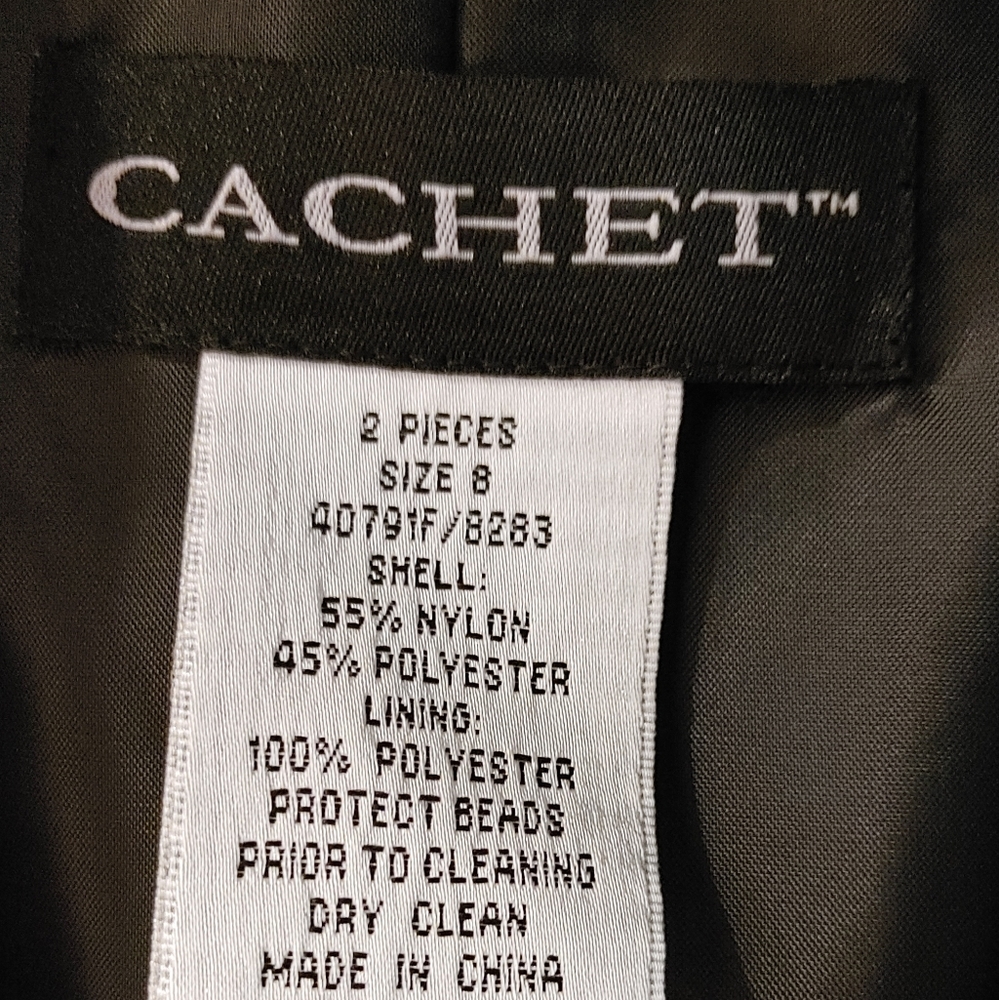 CACHET BLACK SHANTUNG 2 PC. DRESS W/ JACKET 8 - Picture 11 of 11